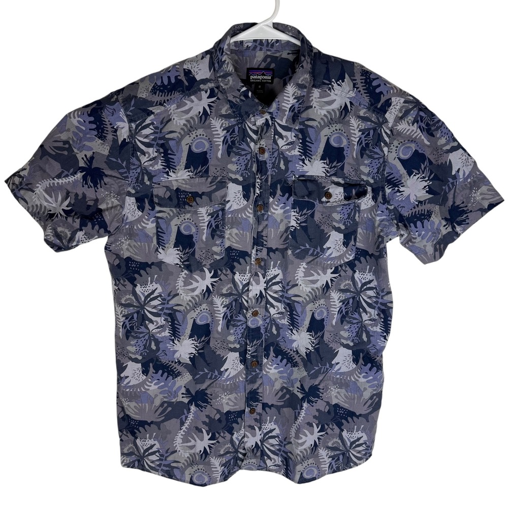 Patagonia Mens Go To Shirt Blue Abstract Floral Organic Cotton SP19 52931 Medium - Picture 2 of 7